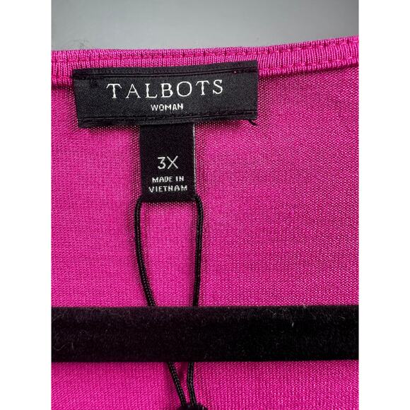 Talbots Faux Wrap Top Hot Pink Sz 3X V-Neck Short Sleeve - Picture 2 of 5